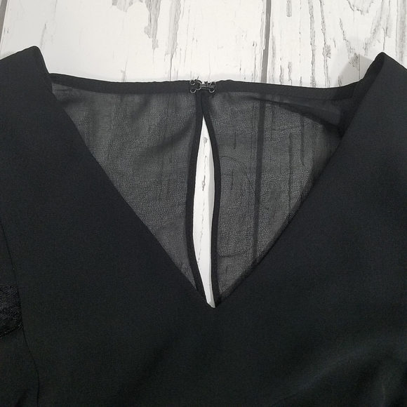 Nanette Lepore Cape Sleeve w Lace Chiffon Dress 6 - Picture 7 of 12